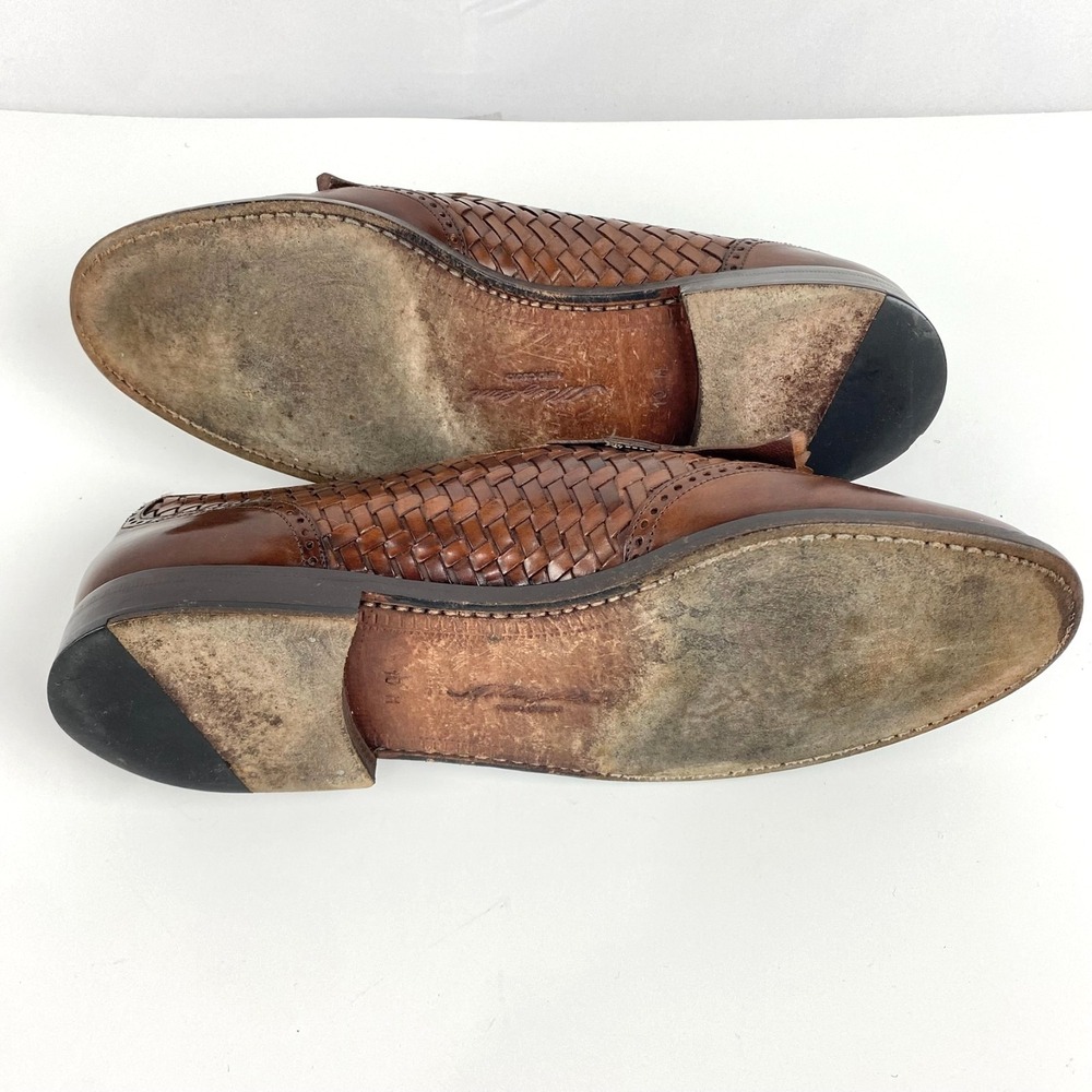 Mezlan Alicante Woven Leather Tassel Loafers Men's 10 M Brown Wingtip LKNU Spain - Picture 8 of 10